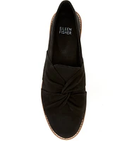 Eileen Fisher EenaTumbled Nubuck Twisted Wedge Loafers