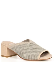 Eileen Fisher Fave Stretch Shimmer Fabric Block Heel Sandals