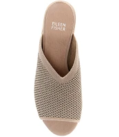 Eileen Fisher Fave Stretch Shimmer Fabric Block Heel Sandals