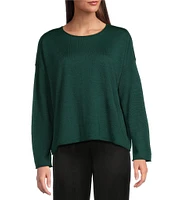 Eileen Fisher Fine Merino Wool Round Neck Long Sleeve Sweater