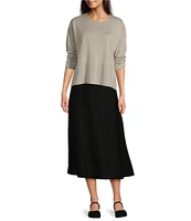 Eileen Fisher Fine Merino Wool Round Neck Long Sleeve Sweater