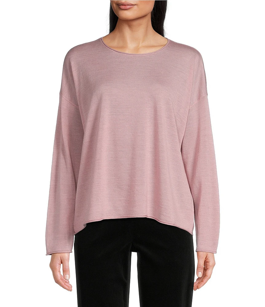 Eileen Fisher Fine Merino Wool Round Neck Long Sleeve Sweater