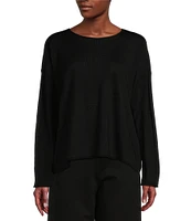 Eileen Fisher Fine Merino Wool Round Neck Long Sleeve Sweater