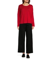 Eileen Fisher Fine Merino Wool Round Neck Long Sleeve Sweater