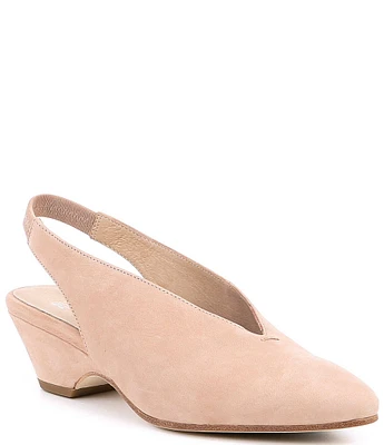 Eileen Fisher Gatwick Nubuck Slingback Block Heel Pumps