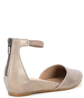 Eileen Fisher Ingle Metallic Suede Ankle Strap Wedge Pumps