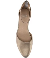 Eileen Fisher Ingle Metallic Suede Ankle Strap Wedge Pumps