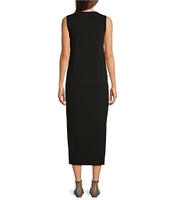 Eileen Fisher Jersey Knit Round Neck Sleeveless Midi Dress