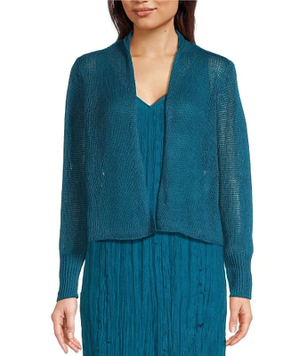 Eileen Fisher Organic Linen Knit Cord Open Front Long Sleeve Cardigan