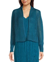 Eileen Fisher Organic Linen Knit Cord Open Front Long Sleeve Cardigan