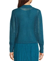 Eileen Fisher Organic Linen Knit Cord Open Front Long Sleeve Cardigan