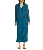 Eileen Fisher Organic Linen Knit Cord Open Front Long Sleeve Cardigan
