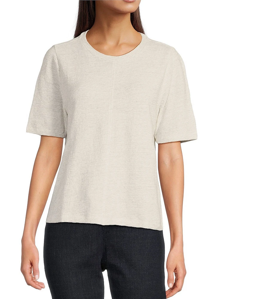 Eileen Fisher Organic Cotton Knit Crew Neck Short Sleeve Tee