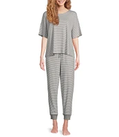 Eileen Fisher Knit Striped Sleep Jogger