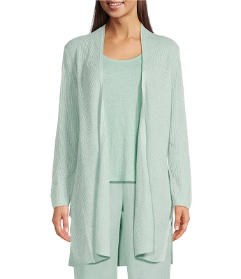 Eileen Fisher Organic Linen Cotton High Collar Long Sleeve Cardigan