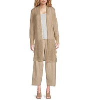 Eileen Fisher Organic Linen Cotton Open Front Long Sleeve Cardigan