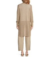 Eileen Fisher Organic Linen Cotton Open Front Long Sleeve Cardigan