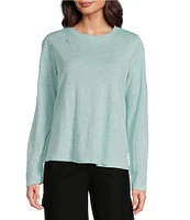 Eileen Fisher Linen Jersey Round Neck Long Sleeve Top