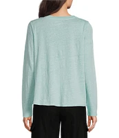 Eileen Fisher Linen Jersey Round Neck Long Sleeve Top