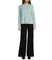 Eileen Fisher Linen Jersey Round Neck Long Sleeve Top