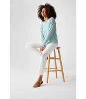 Eileen Fisher Linen Jersey Round Neck Long Sleeve Top