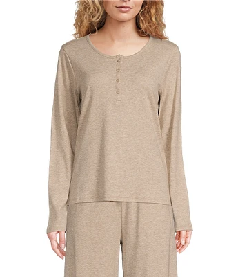 Eileen Fisher Long Sleeve Henley Knit Sleep Top