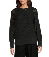 Eileen Fisher Merino Wool Crew Neck Long Sleeve Boxy Sweater