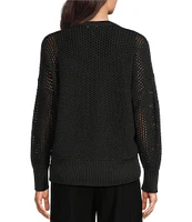 Eileen Fisher Merino Wool Crew Neck Long Sleeve Boxy Sweater