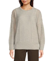 Eileen Fisher Merino Wool Crew Neck Long Sleeve Boxy Sweater