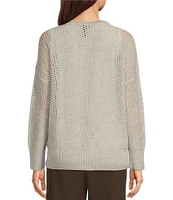 Eileen Fisher Merino Wool Crew Neck Long Sleeve Boxy Sweater