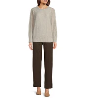 Eileen Fisher Merino Wool Crew Neck Long Sleeve Boxy Sweater