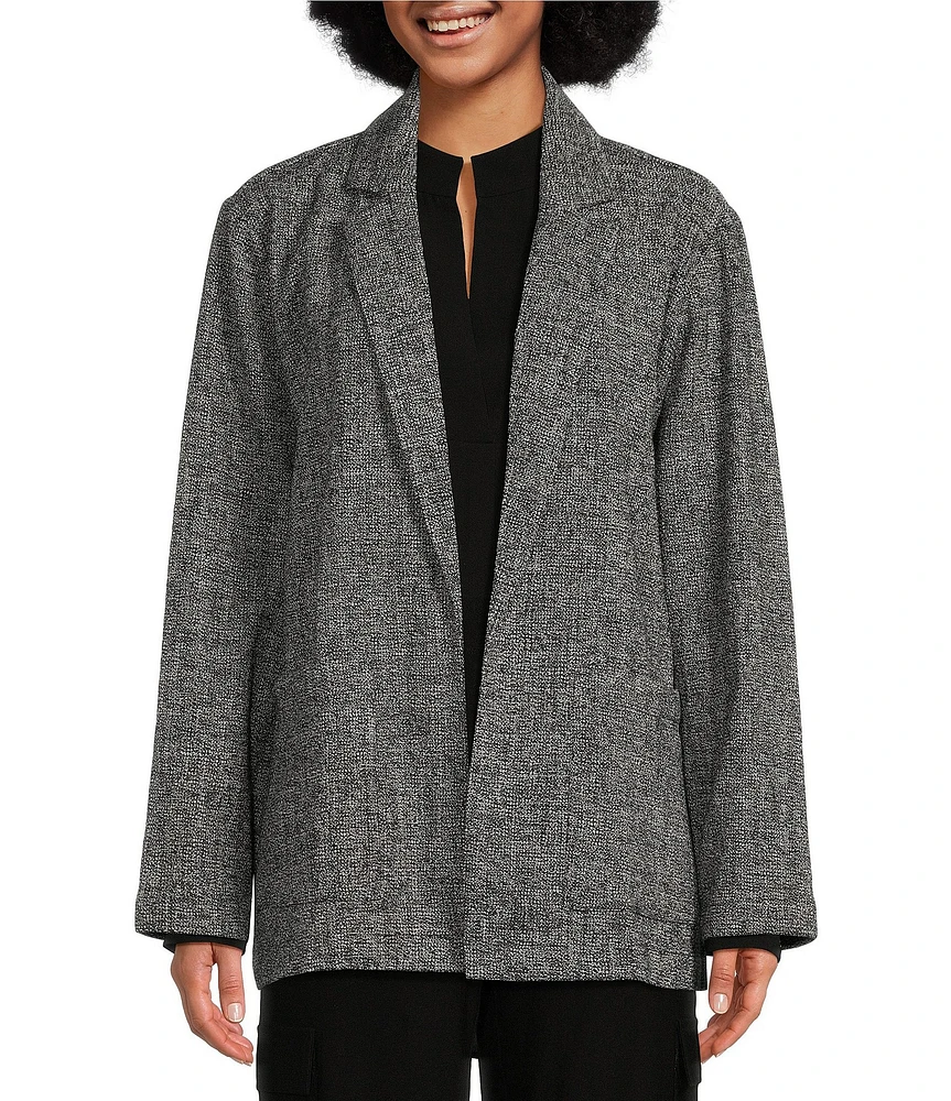 Eileen Fisher Notch Lapel Collar Long Sleeve Open Front Jacket