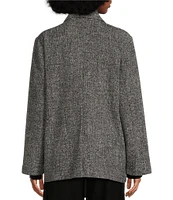 Eileen Fisher Notch Lapel Collar Long Sleeve Open Front Jacket