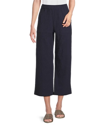 Eileen Fisher Organic Cotton Blend Elastic Waist Straight Leg Pants