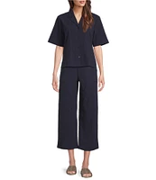 Eileen Fisher Organic Cotton Blend Elastic Waist Straight Leg Pants