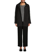 Eileen Fisher Organic Cotton Blend Stand Collar Stand Collar Long Sleeve Zip Front Jacket