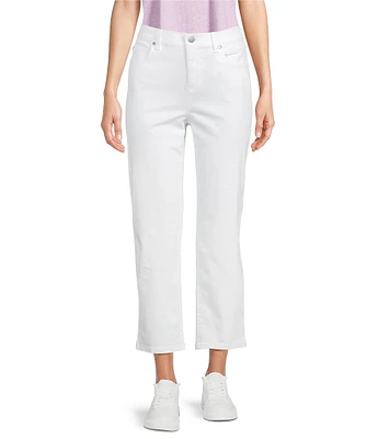 Eileen Fisher Organic Cotton Blend Stretch Denim Straight Cropped Jeans