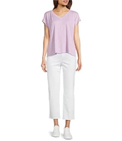 Eileen Fisher Organic Cotton Blend Stretch Denim Straight Cropped Jeans