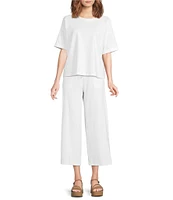 Eileen Fisher Organic Cotton Blend Stretch Jersey Round Neck Short Sleeve Top