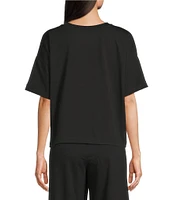 Eileen Fisher Organic Cotton Blend Stretch Jersey Round Neck Short Sleeve Top