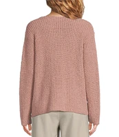 Eileen Fisher Organic Cotton Fluff V-Neck Long Sleeve Boxy Sweater