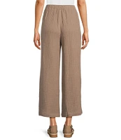 Eileen Fisher Organic Cotton Gauze Elastic Waist Straight Leg Pants