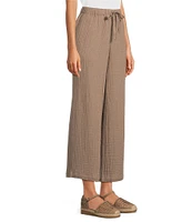 Eileen Fisher Organic Cotton Gauze Elastic Waist Straight Leg Pants