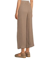 Eileen Fisher Organic Cotton Gauze Elastic Waist Straight Leg Pants