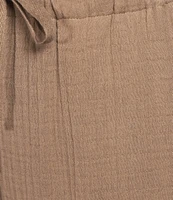 Eileen Fisher Organic Cotton Gauze Elastic Waist Straight Leg Pants