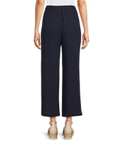 Eileen Fisher Organic Cotton Gauze Elastic Waist Straight Leg Pants