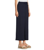 Eileen Fisher Organic Cotton Gauze Elastic Waist Straight Leg Pants
