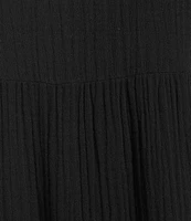 Eileen Fisher Organic Cotton Gauze Scoop Neck Sleeveless Tiered Dress