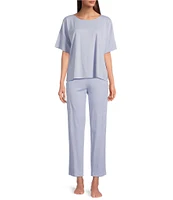 Eileen Fisher Organic Cotton Interlock Knit Slouchy Tapered Ankle Coordinating Sleep Pants