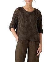 Eileen Fisher Organic Cotton Knit Crew Neck Long Sleeve Sweater